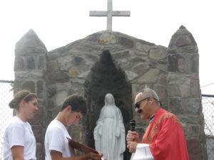 Prior to the conclusion of Mass, the new Mary, Queen of Prep Grotto was blessed by Fr. Jabo.