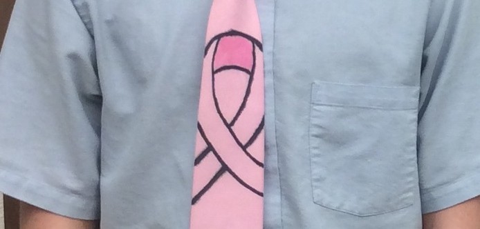 Senior+Pat+McCormick+wears+his+pink+tie+in+support+of+breast+cancer+awareness.