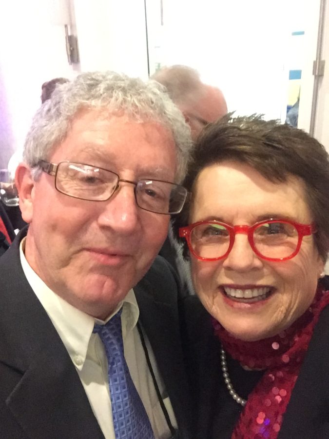 Mr. Peightal poses for a selfie with the former number one tennis player, Billie Jean King