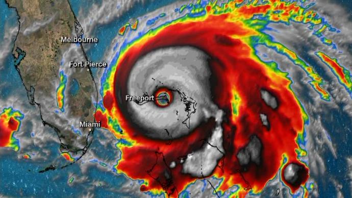 Powerful Hurricane Dorian over the Bahamas 