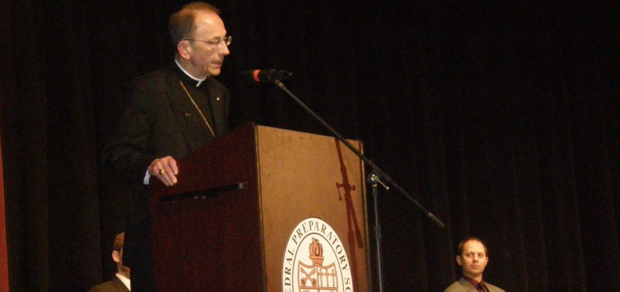 Bishop+Persico+speaks+to+Prep+students+at+Quarter+Sessions