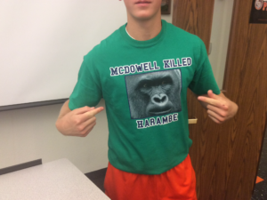 Trent Robinson uses the emotional appeal of Harambe to cast a shadow upon rival McWho with a T-shirt