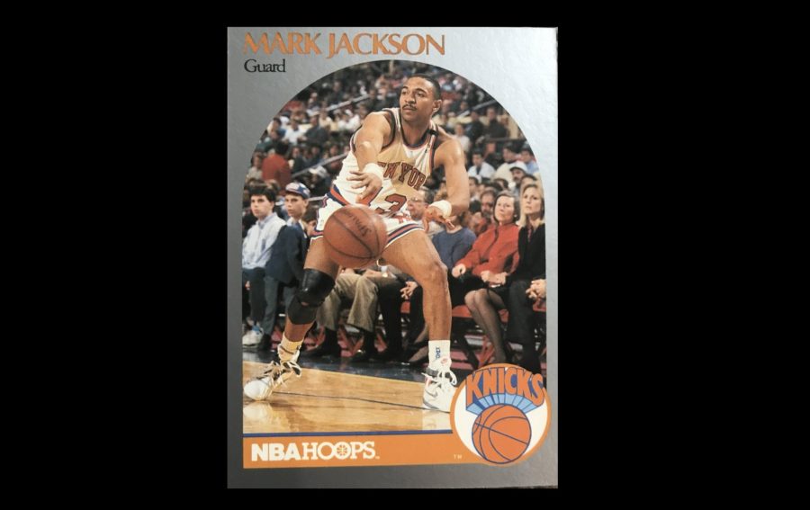 Mark Jackson basketball card features murderers in background